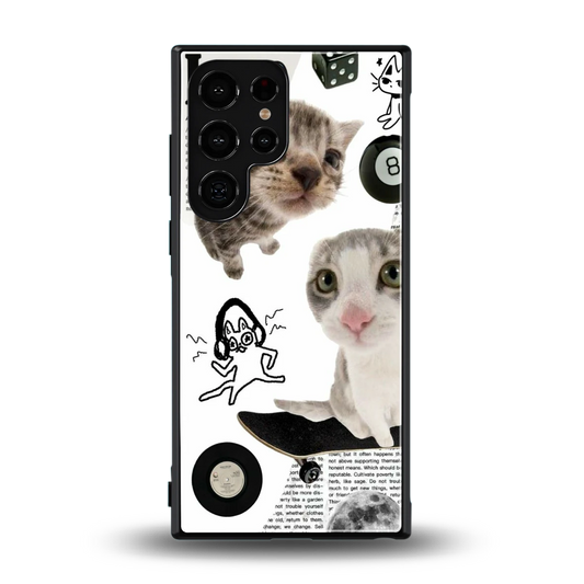 Purrfect Patchwork back phone cover | glass case for samsung galaxy s23 ultra