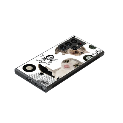 Purrfect Patchwork stylish phone case for samsung galaxy s24 ultra | glossy glass and slim fit