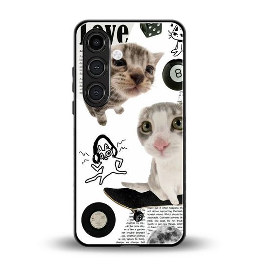 Purrfect Patchwork back phone cover | glass case for samsung galaxy s24 plus