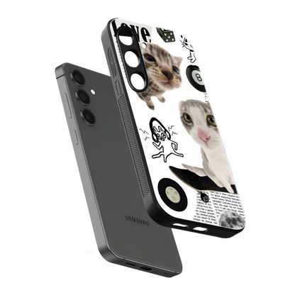 Purrfect Patchwork sleek samsung galaxy s25 fe cover with tempered glass back and TPU edges