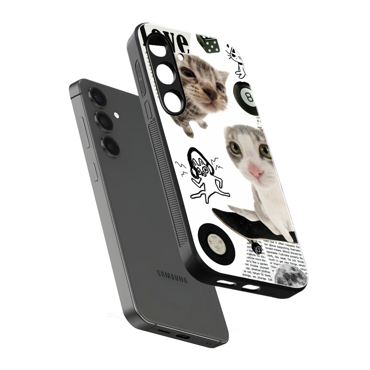 Purrfect Patchwork sleek samsung galaxy s25 plus cover with tempered glass back and TPU edges