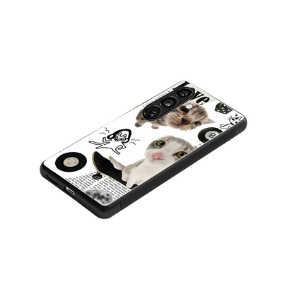 Purrfect Patchwork stylish phone case for samsung galaxy s25 fe | glossy glass and slim fit