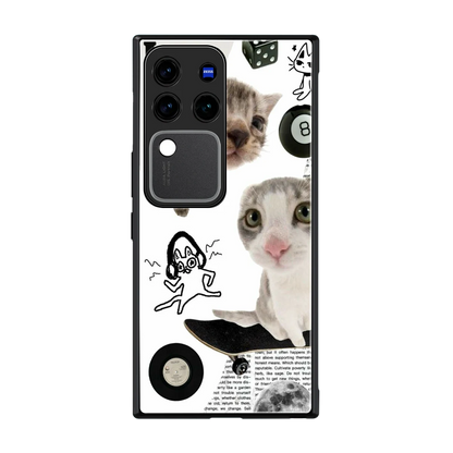 Purrfect Patchwork back phone cover | glass case forvivo v30 pro
