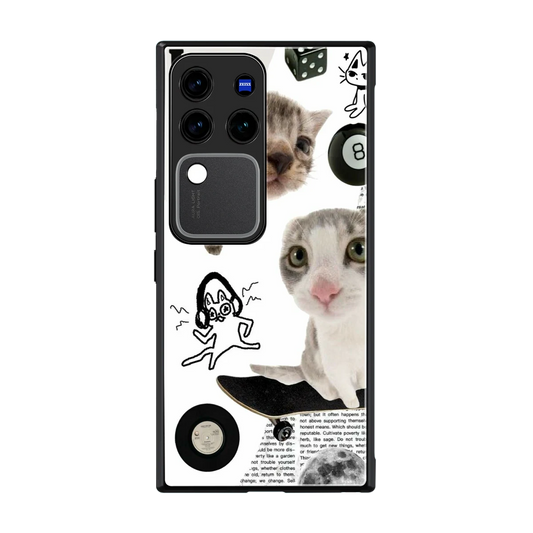 Purrfect Patchwork back phone cover | glass case forvivo v30 pro