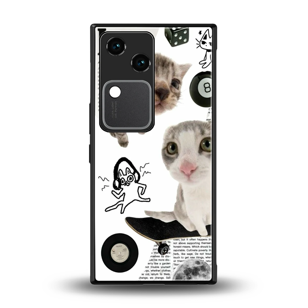 Purrfect Patchwork back phone cover | glass case for vivo v30