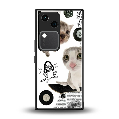 Purrfect Patchwork back phone cover | glass case for vivo v30