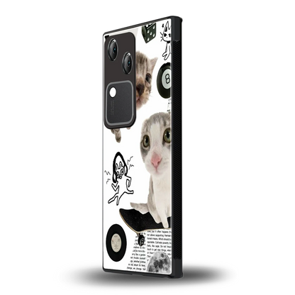 Purrfect Patchwork vivo v30 mobile cover | shockproof glass phone case