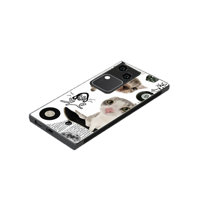 Purrfect Patchwork stylish phone case for vivo v30 | glossy glass and slim fit