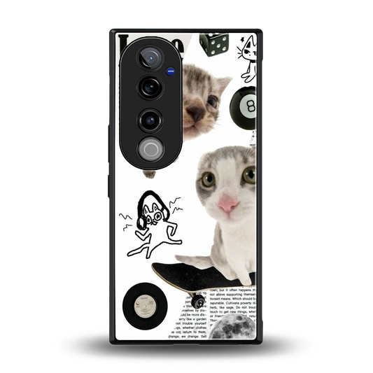 Purrfect Patchwork back phone cover | glass case for vivo v40 pro