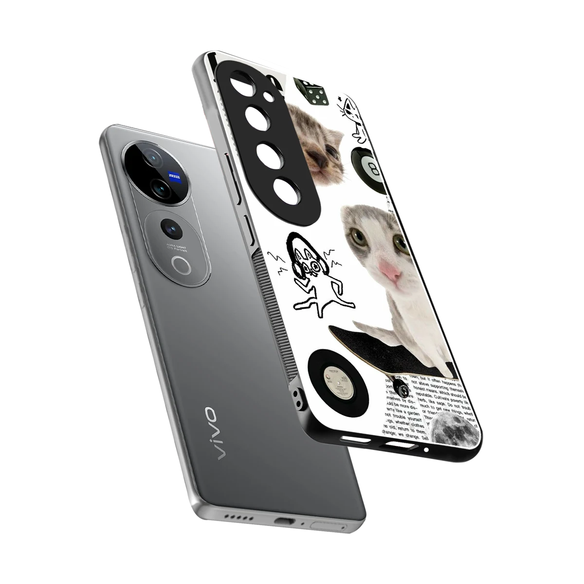 Purrfect Patchwork sleek vivo v40 pro cover with tempered glass back and TPU edges