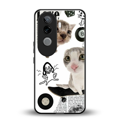 Purrfect Patchwork back phone cover | glass case for vivo v40e