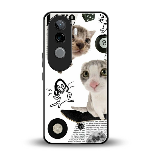 Purrfect Patchwork back phone cover | glass case for vivo v40e