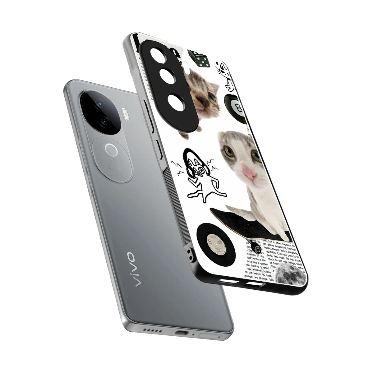 Purrfect Patchwork sleek vivo v40e cover with tempered glass back and TPU edges