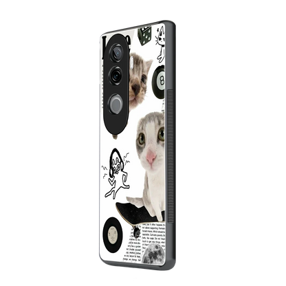 Purrfect Patchwork vivo v40e mobile cover | shockproof glass phone case
