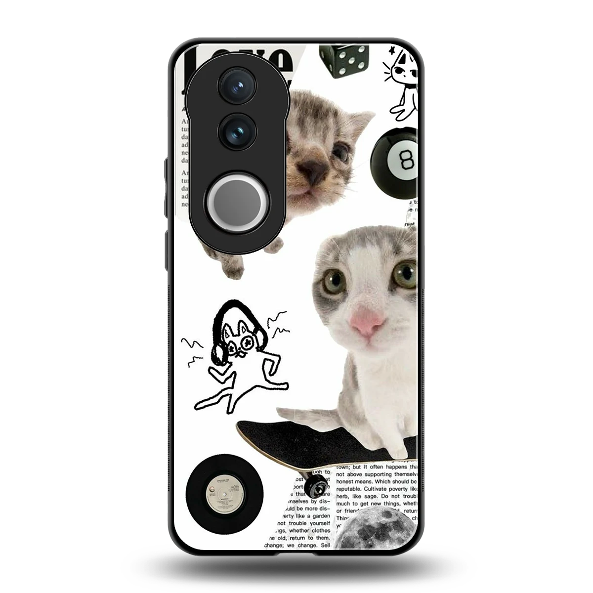 Purrfect Patchwork back phone cover | glass case for vivo v50