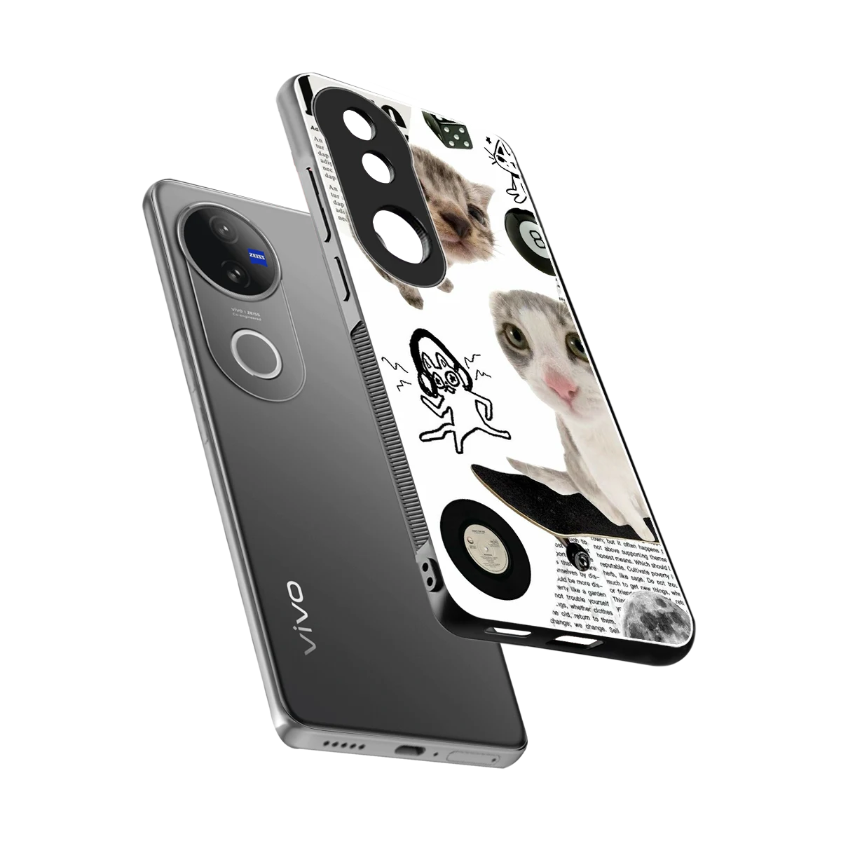 Purrfect Patchwork sleek vivo v50 cover with tempered glass back and TPU edges