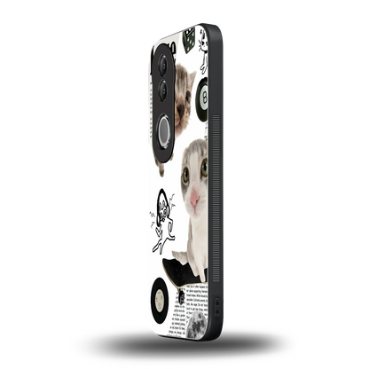 Purrfect Patchwork vivo v50 mobile cover | shockproof glass phone case