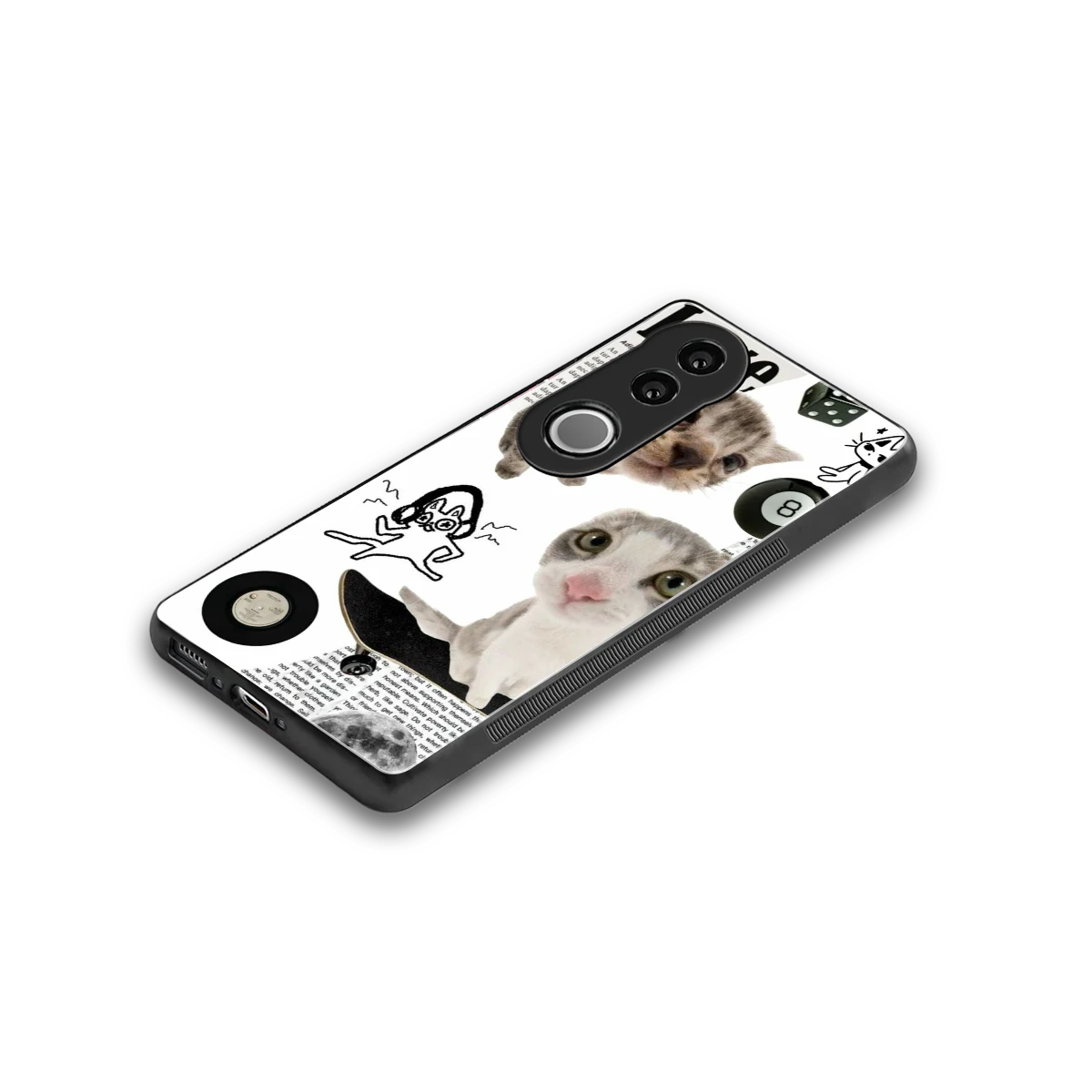 Purrfect Patchwork stylish phone case for vivo v50 | glossy glass and slim fit