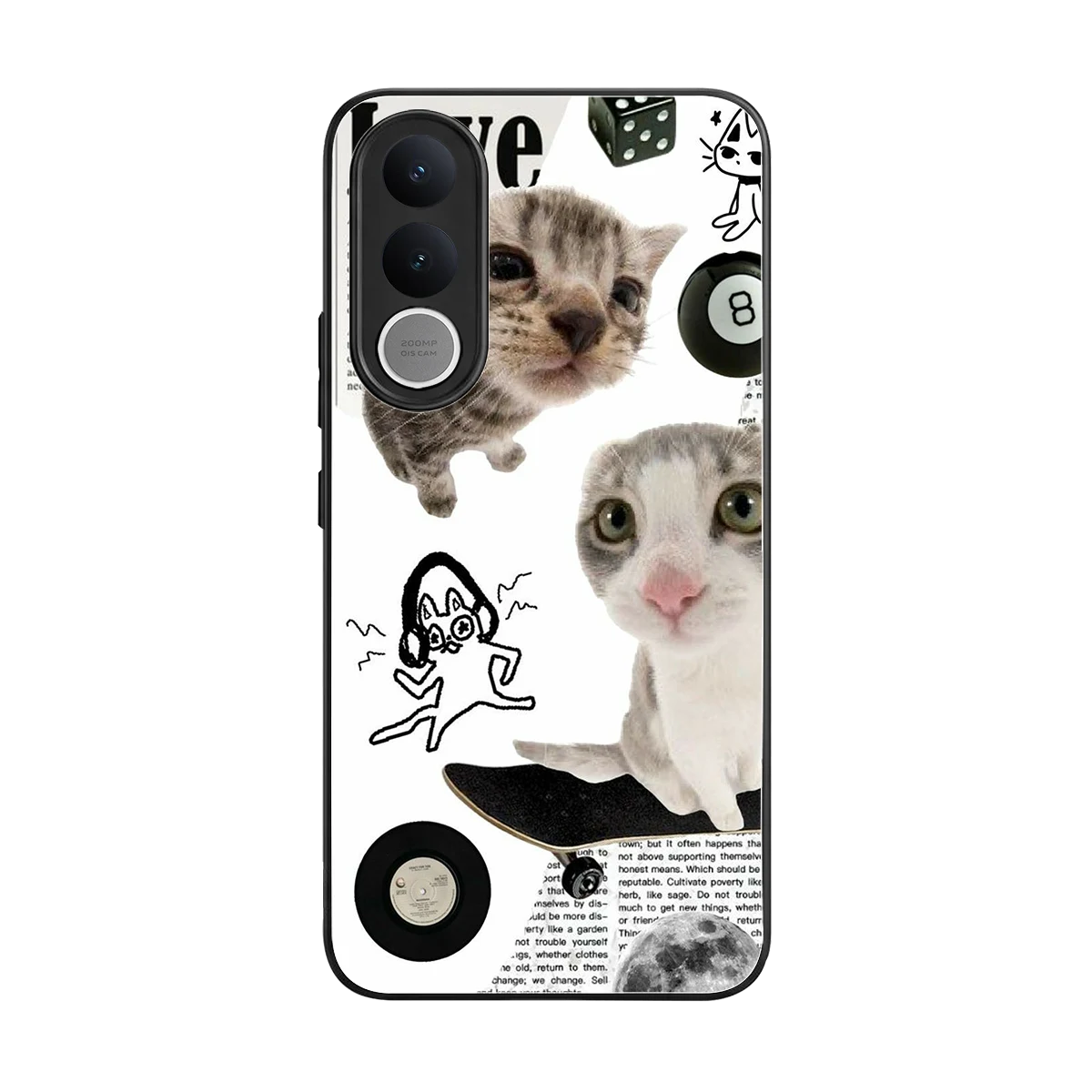 Purrfect Patchwork back phone cover | glass case for vivo v70 fe