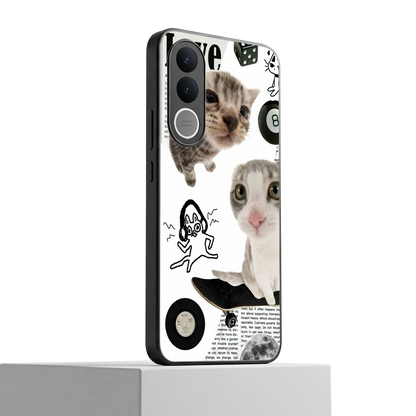 Purrfect Patchwork vivo v70 fe mobile cover | shockproof glass phone case