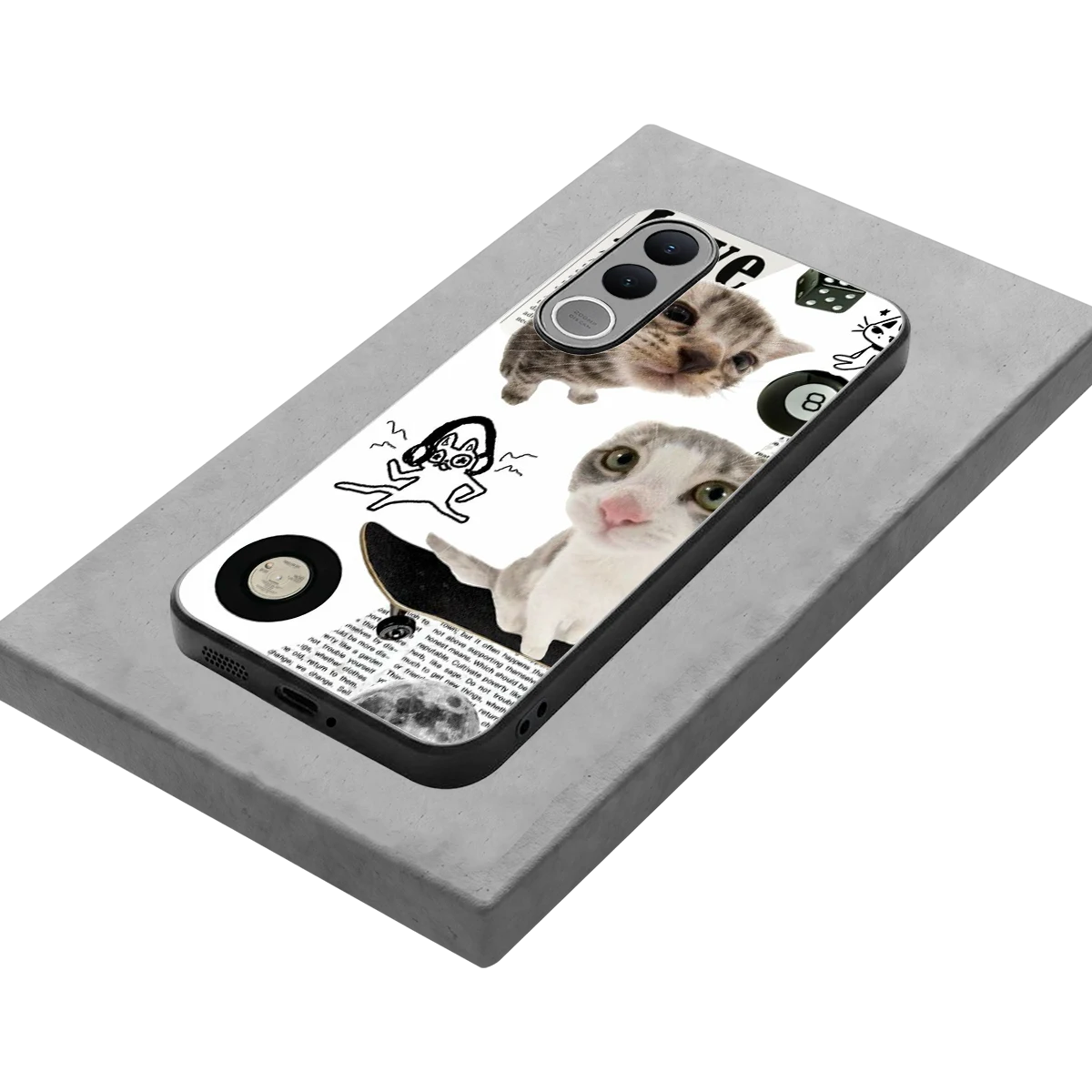 Purrfect Patchwork stylish phone case for vivo v70 fe | glossy glass and slim fit