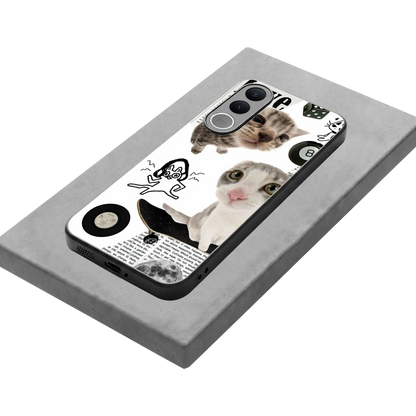 Purrfect Patchwork stylish phone case for vivo v70 fe | glossy glass and slim fit