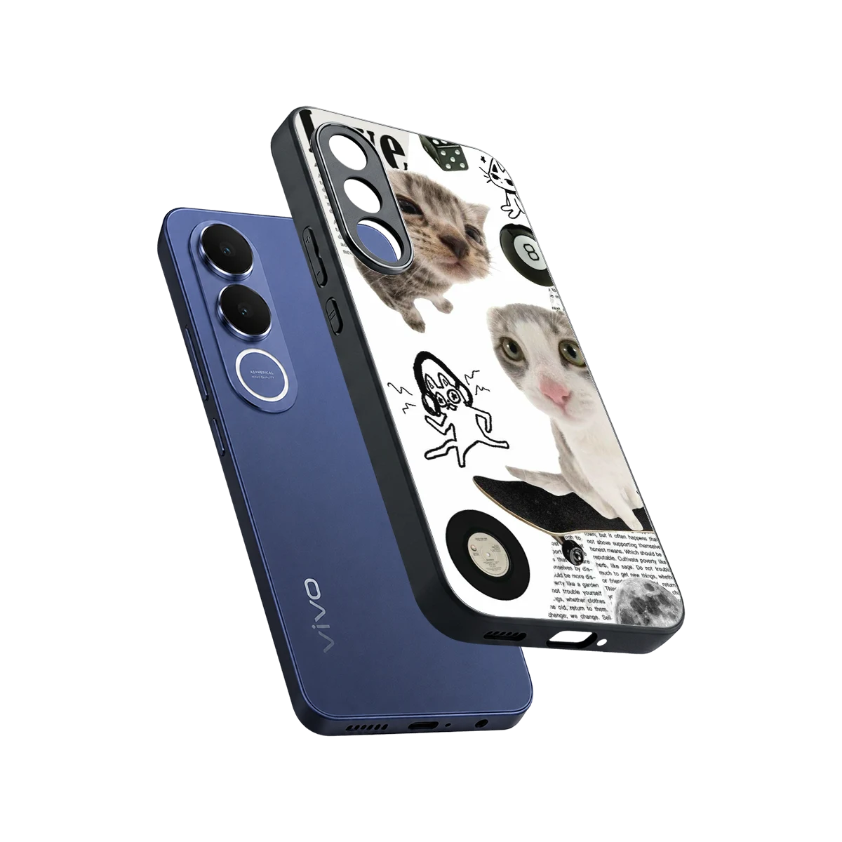 Purrfect Patchwork sleek vivo v70 fe cover with tempered glass back and TPU edges