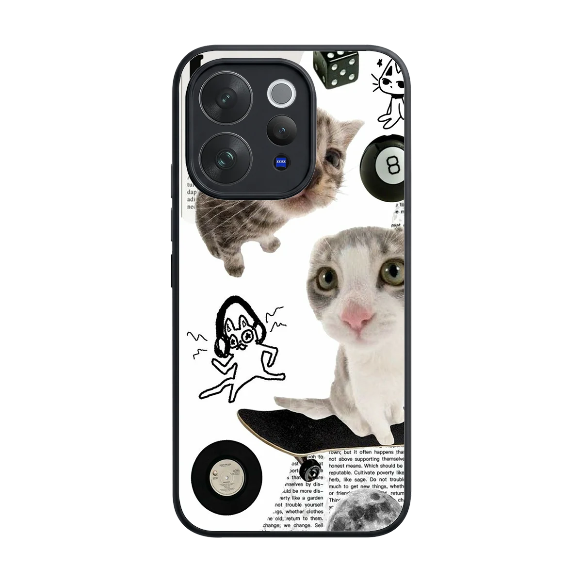 Purrfect Patchwork back phone cover | glass case for vivo v70 elite
