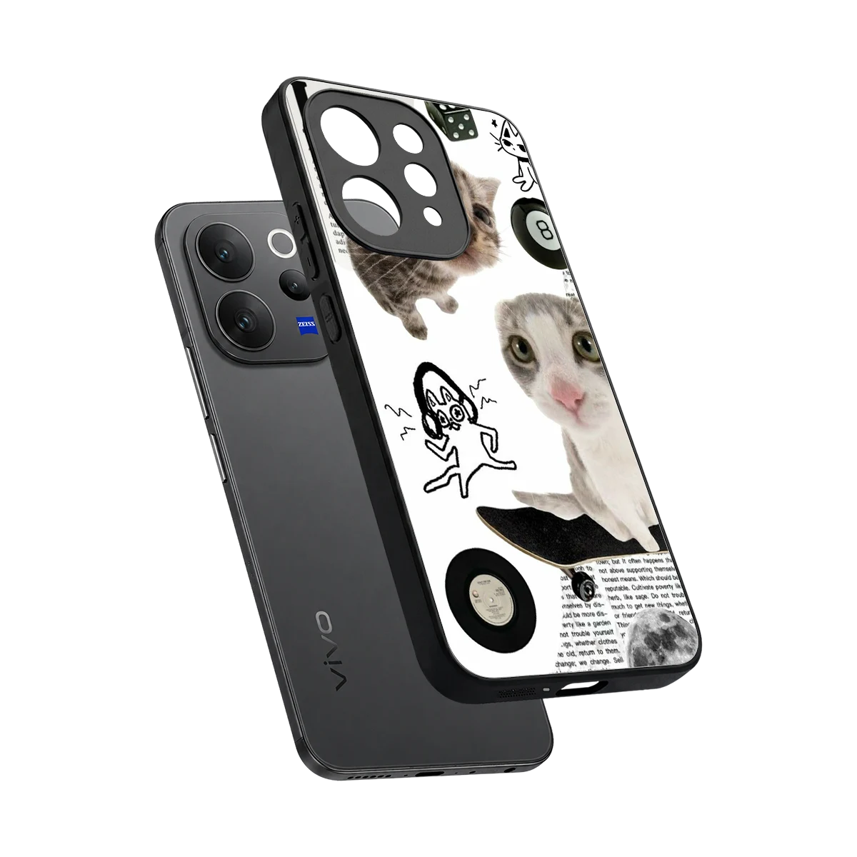 Purrfect Patchwork sleek vivo v70 cover with tempered glass back and TPU edges