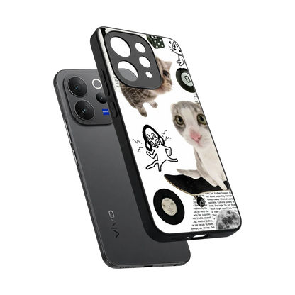 Purrfect Patchwork sleek vivo v70 cover with tempered glass back and TPU edges