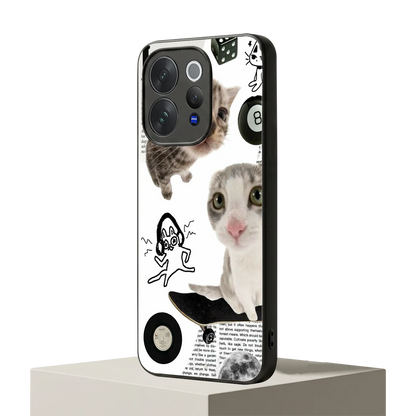 Purrfect Patchwork vivo v70 elite mobile cover | shockproof glass phone case
