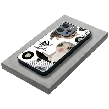 Purrfect Patchwork stylish phone case for vivo v70 | glossy glass and slim fit