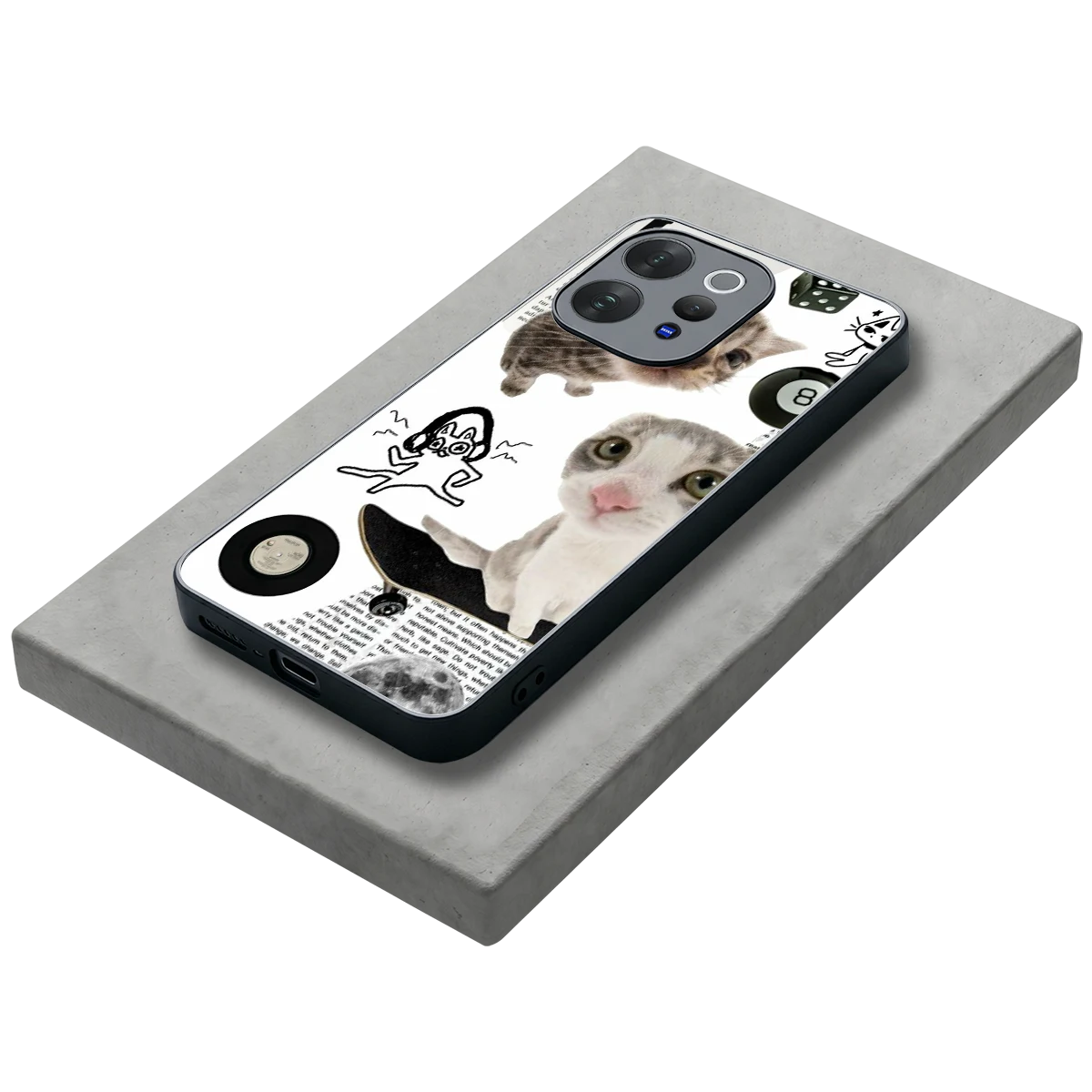 Purrfect Patchwork stylish phone case for vivo v70 elite | glossy glass and slim fit