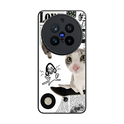 Purrfect Patchwork back phone cover | glass case for vivo x200 pro