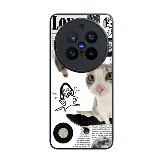 Purrfect Patchwork back phone cover | glass case for vivo x200 pro