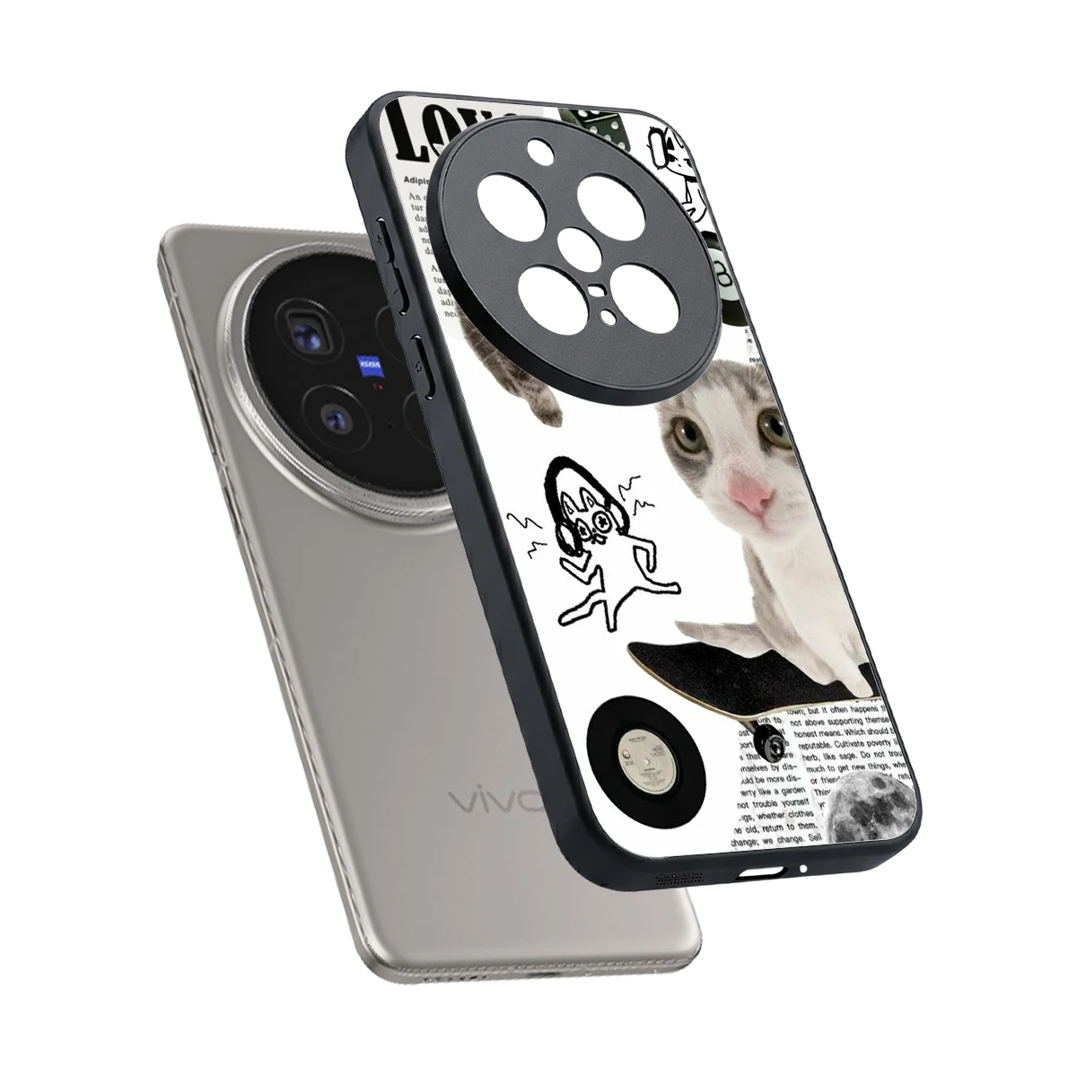 Purrfect Patchwork sleek vivo x200 pro cover with tempered glass back and TPU edges