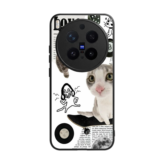 Purrfect Patchwork back phone cover | glass case for vivo x300 pro