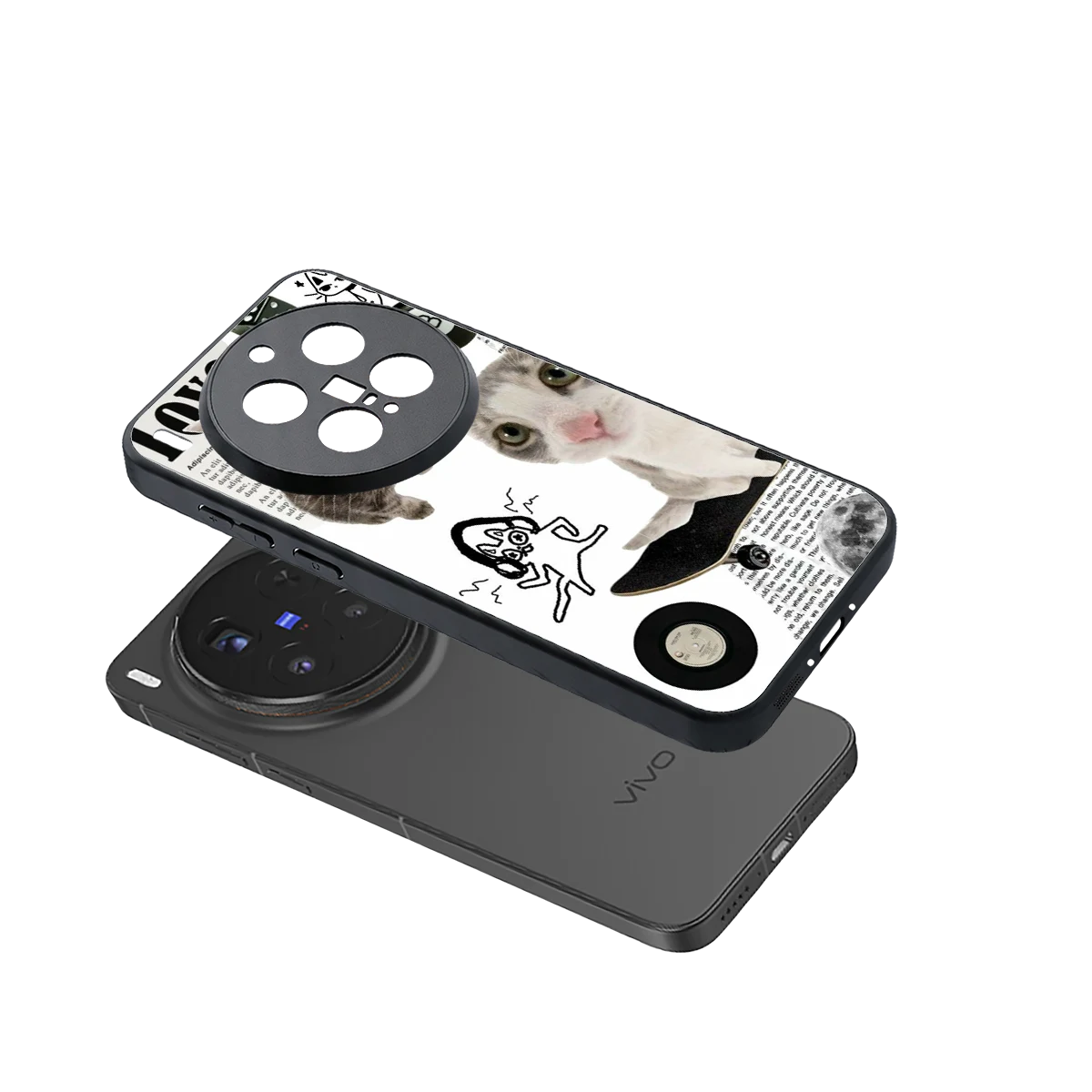 Purrfect Patchwork sleek vivo x300 pro cover with tempered glass back and TPU edges