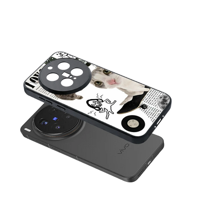 Purrfect Patchwork sleek vivo x300 pro cover with tempered glass back and TPU edges