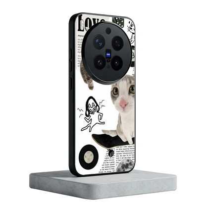 Purrfect Patchwork vivo x300 pro mobile cover | shockproof glass phone case