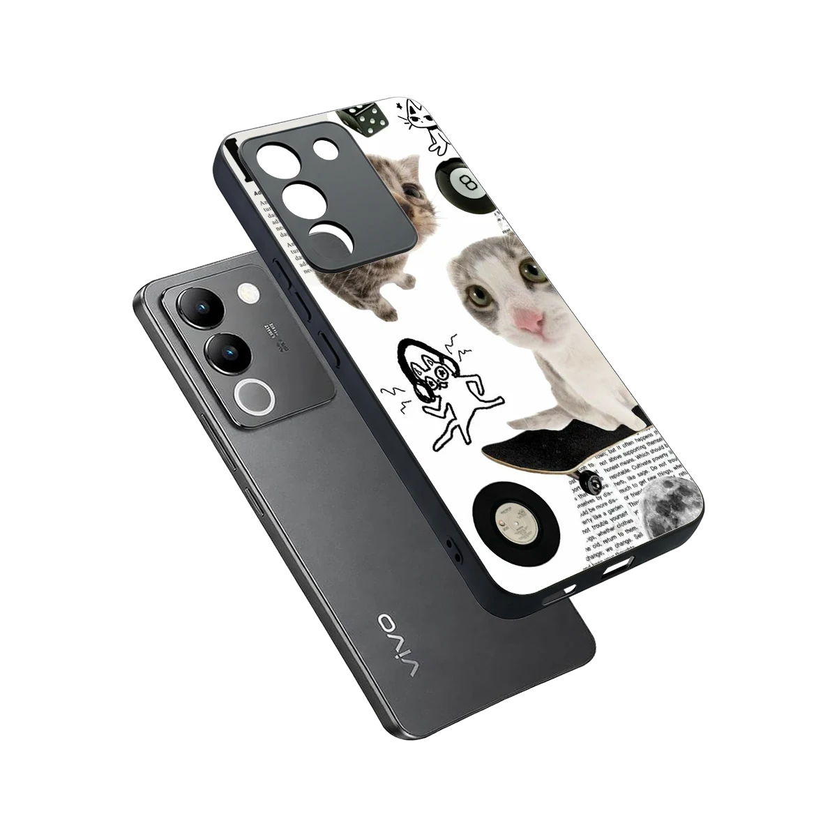 Purrfect Patchwork sleek vivo y200 5g cover with tempered glass back and TPU edges