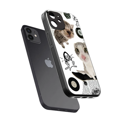 Purrfect Patchwork sleek iphone 11 cover with tempered glass back and TPU edges