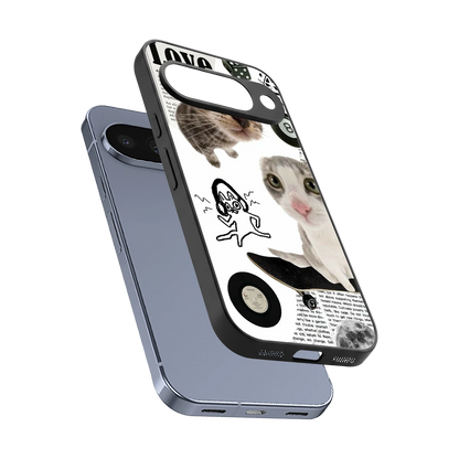Purrfect Patchwork sleek google pixel 10 cover with tempered glass back and TPU edges
