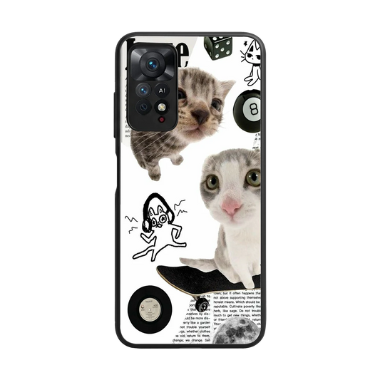 Purrfect Patchwork back phone cover | glass case for redmi note 11 pro