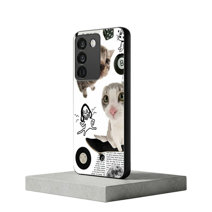 Purrfect Patchwork vivo y200 5g mobile cover | shockproof glass phone case