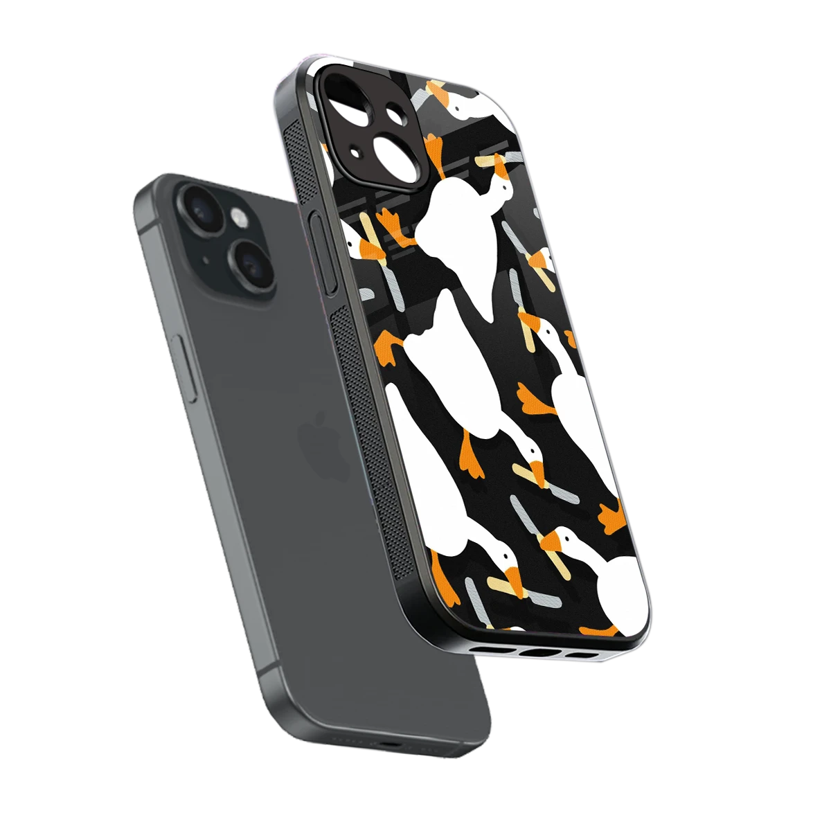 Quack Attack sleek iphone 13 mini cover with tempered glass back and TPU edges