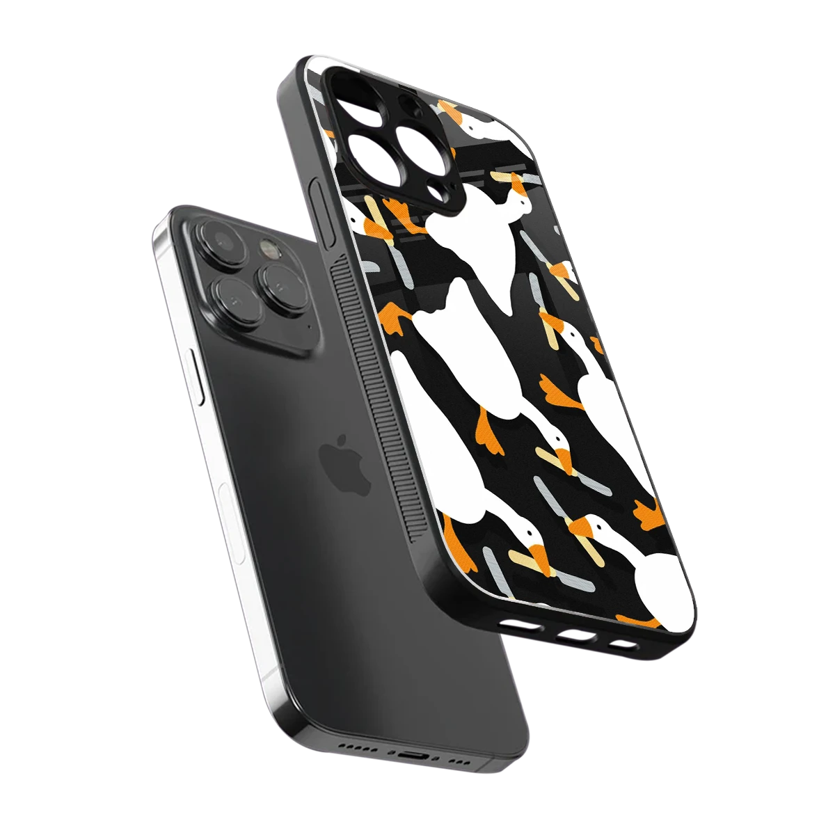 Quack Attack sleek iphone 13 pro cover with tempered glass back and TPU edges