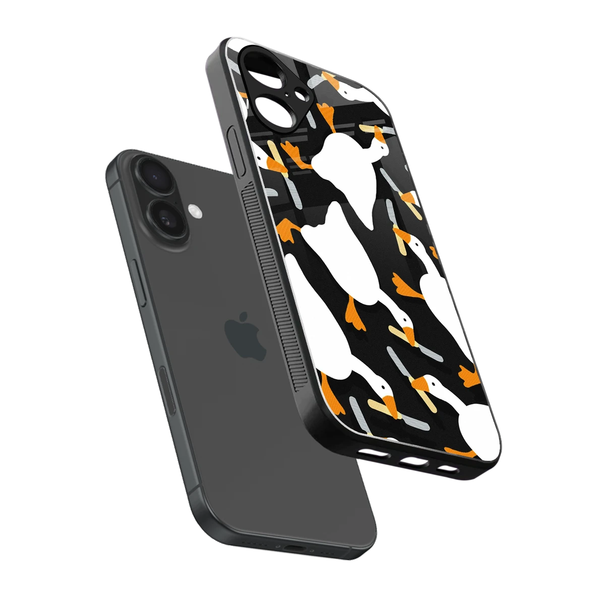 Quack Attack sleek iPhone 16 cover with tempered glass back and TPU edges