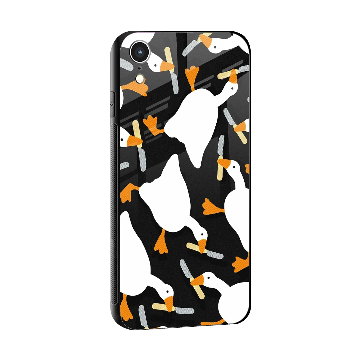 Quack Attack sleek iphone xr cover with tempered glass back and TPU edges
