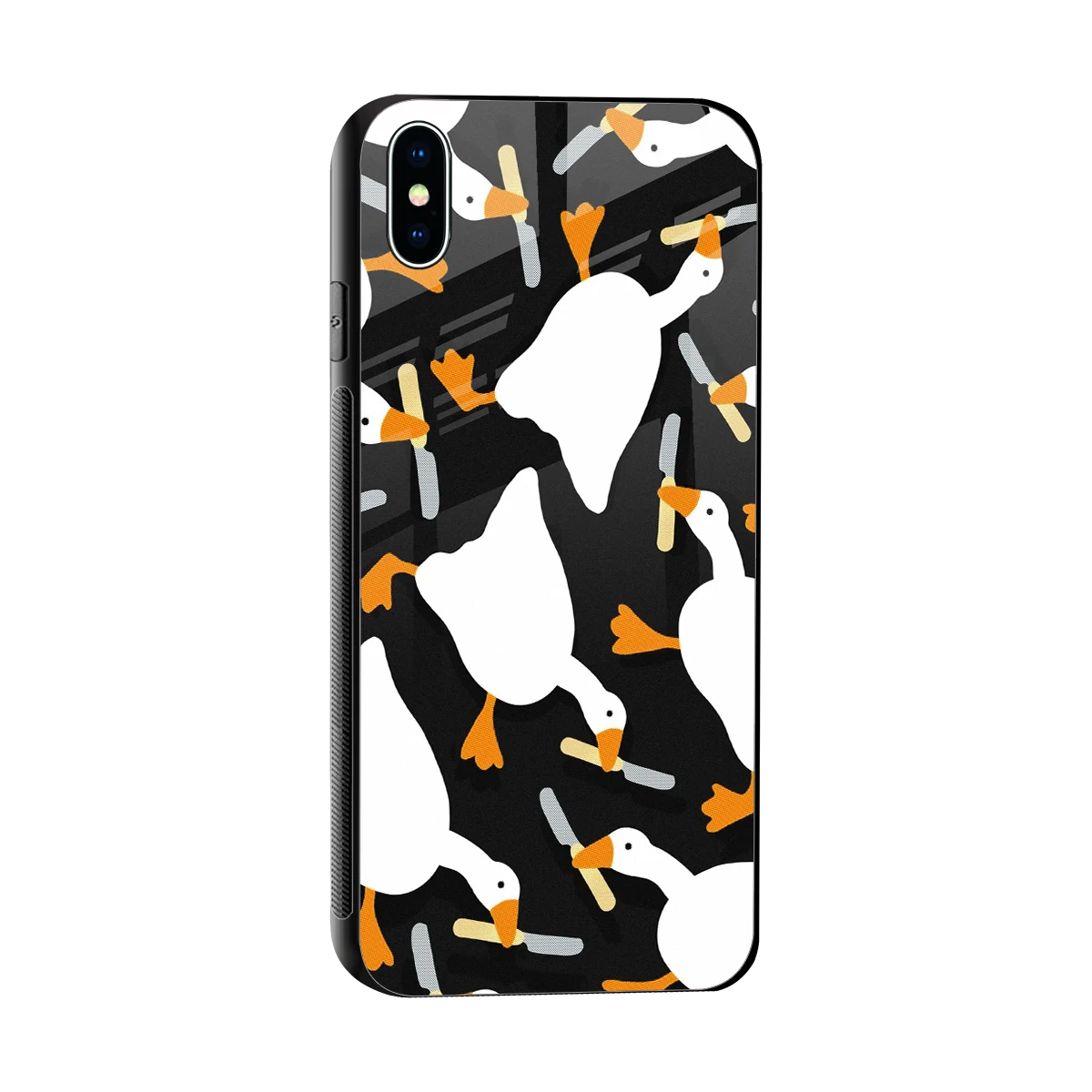 Quack Attack sleek iphone xs max cover with tempered glass back and TPU edges